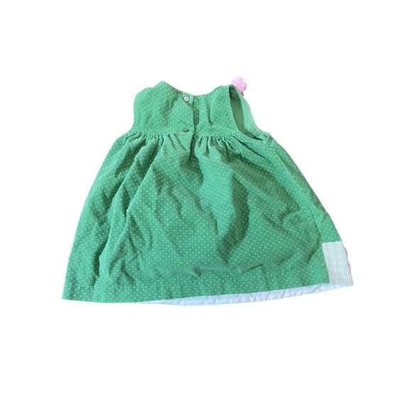 VTG Rare Too 3T Baby Toddler Jumper Dress Green Pink Corduroy Embroidered - Picture 2 of 4